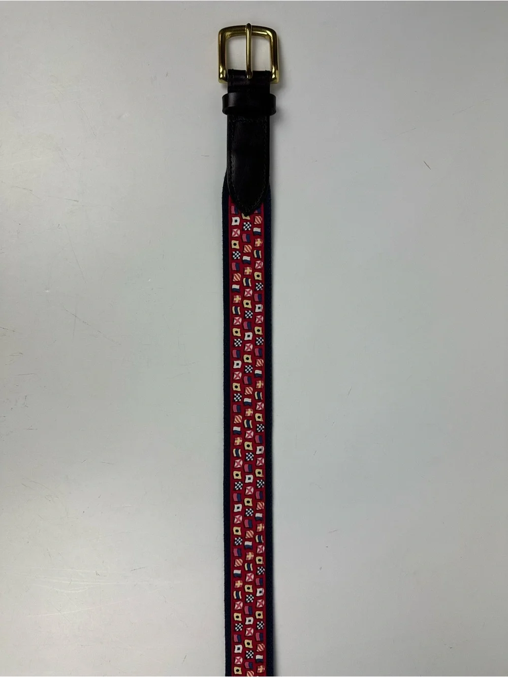 Vineyard Vines Maritime Signal Flag Belt with Brass Buckle